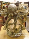 nautical, table lamp, anchor lantern, authentic, antique, Fresnel lens, Octopus, porcelain sculpture, artist Kevin Collins, coastal, beach, lighting